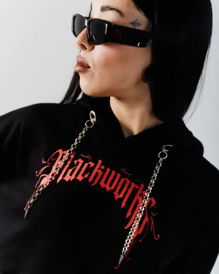 HARD TECHNO CROPPED HOODIE - Image 5